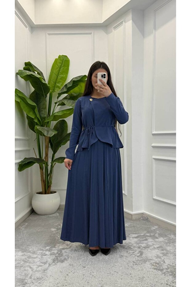 Cupra fabric skirt suit