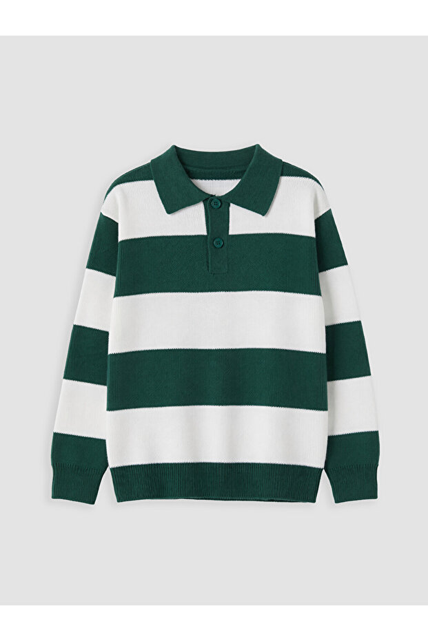 Esvab • Modern & Distinctive Devrik Roba Collar Striped Boys' Knitwear Sweater