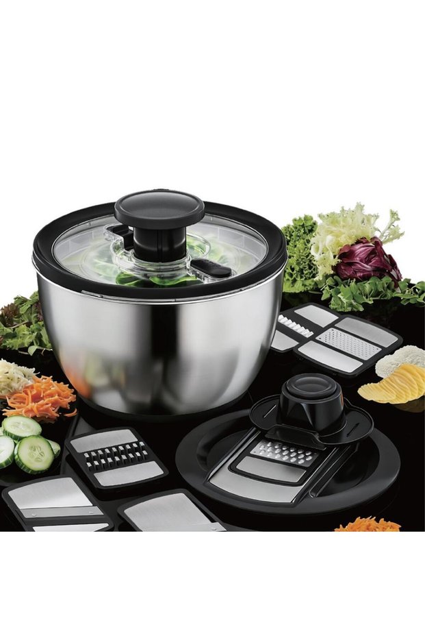 Black Salad Dryer & Grater Set with Bowl