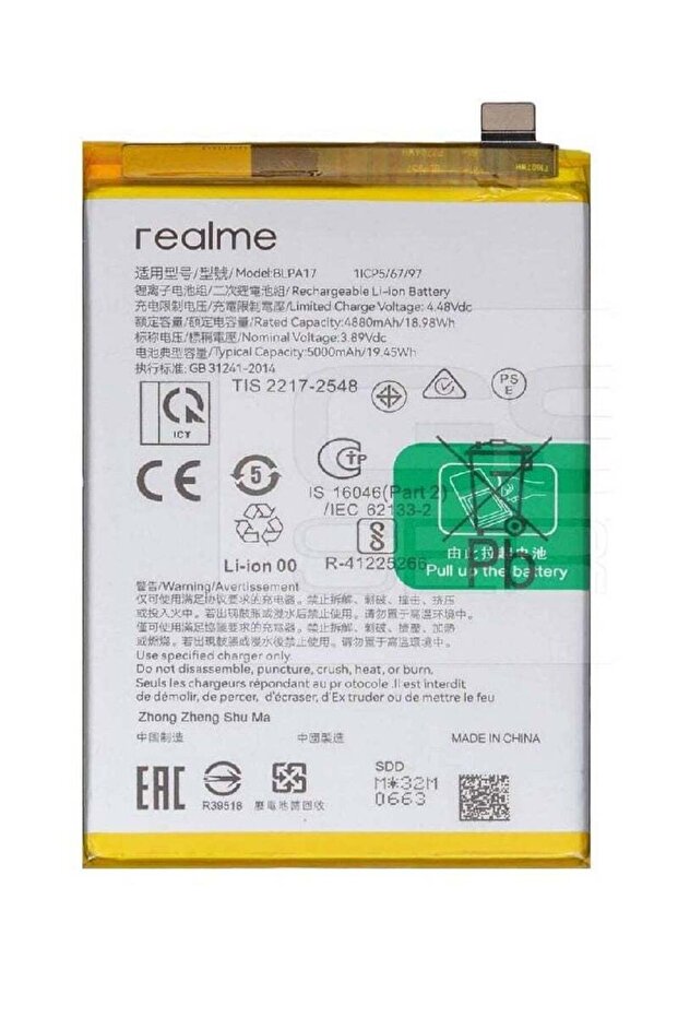 High-Quality Original Battery for Realme C53 (RMX3760) / C67 (RMX3890) / 12 5G / 12X 5G / C65 4G