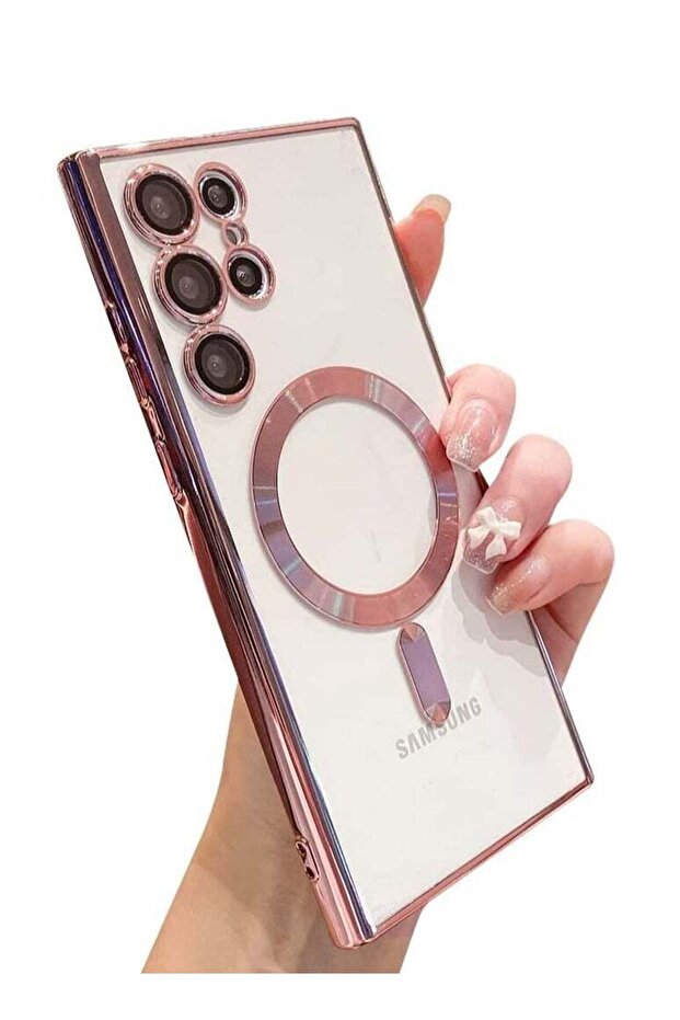 Magnetic Clear MagSafe Shockproof Case for Samsung Galaxy S23 Ultra - Pink