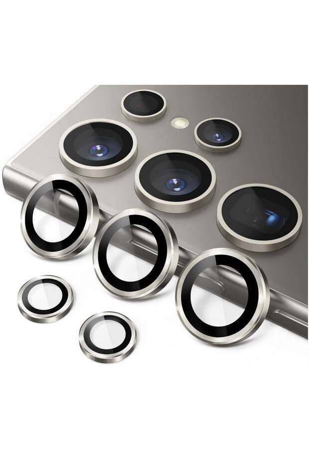 Camera Lens Protector for Samsung Galaxy S24 Ultra, 9H Tempered Glass Metal Individual Ring Cover
