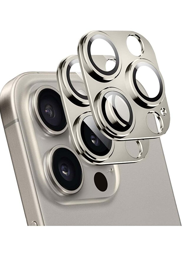 Camera Lens Protector for iPhone 15 Pro/15 Pro Max, Alloy Metal, Tempered Glass, Scratch Resistant