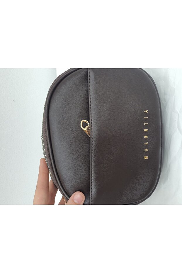 Multi-Compartment Long Strap Bag - Dark Brown - 3