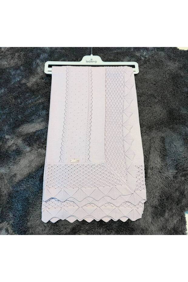Baby Girl Knitted Blanket 100X100 - 100% Natural Cotton Washed Fabric - Lilac