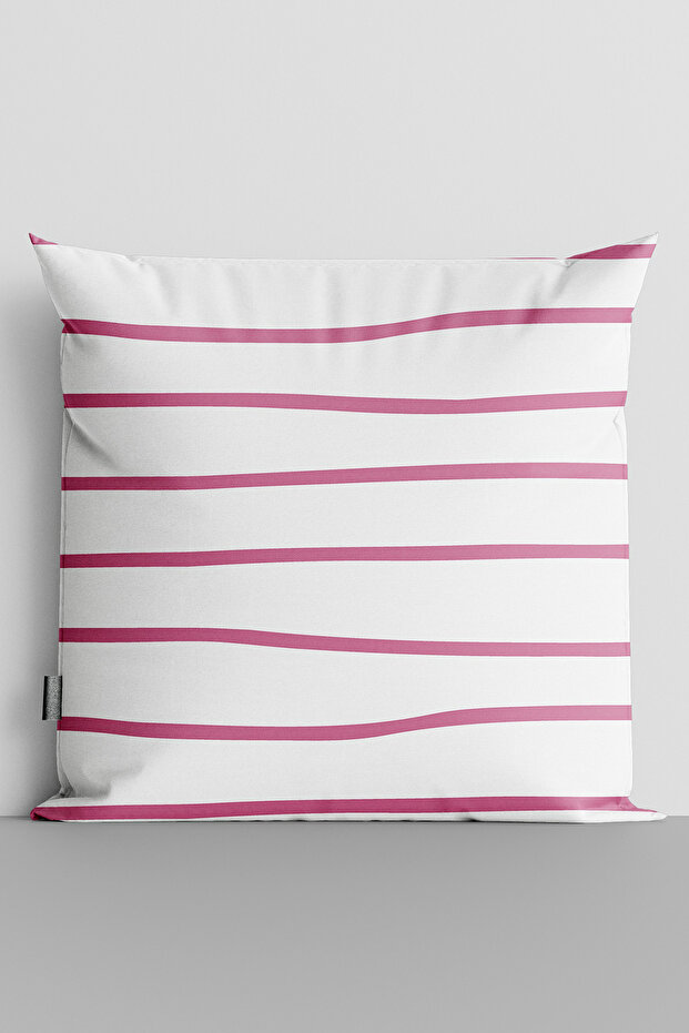 Red Horizontal Lines Double Sided Digital Printed Throw Pillow Cover - 2408