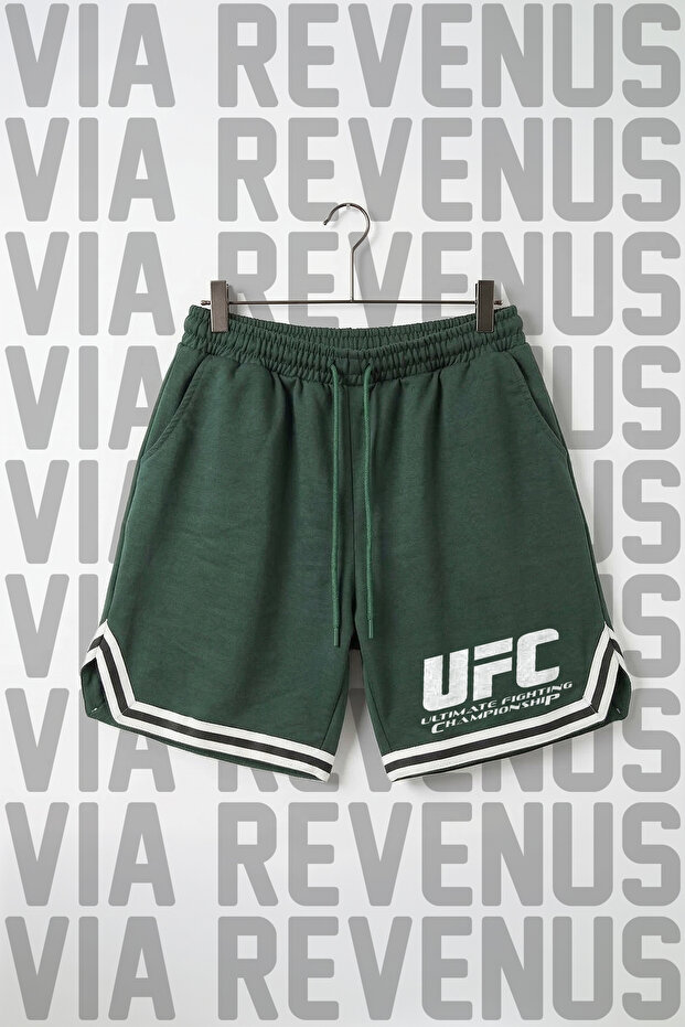 Ufc Ultimate Printed Unisex Vortex Fabric Sports Training Shorts with Stripe Detail