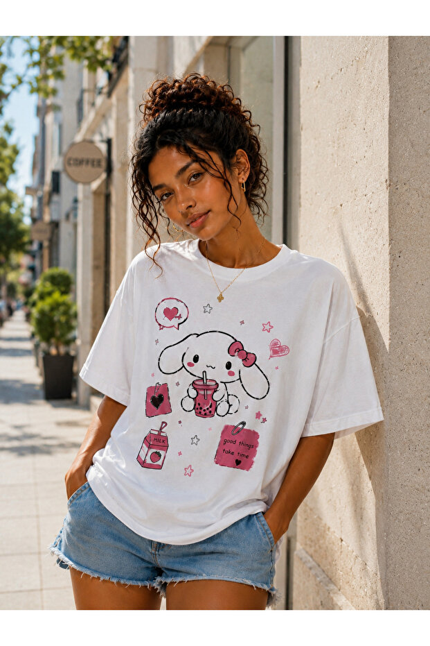 Pink Bunny Oversize Tişört