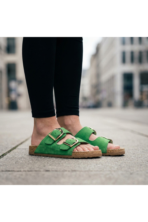 Siena Double Buckle Suede Comfort Slippers