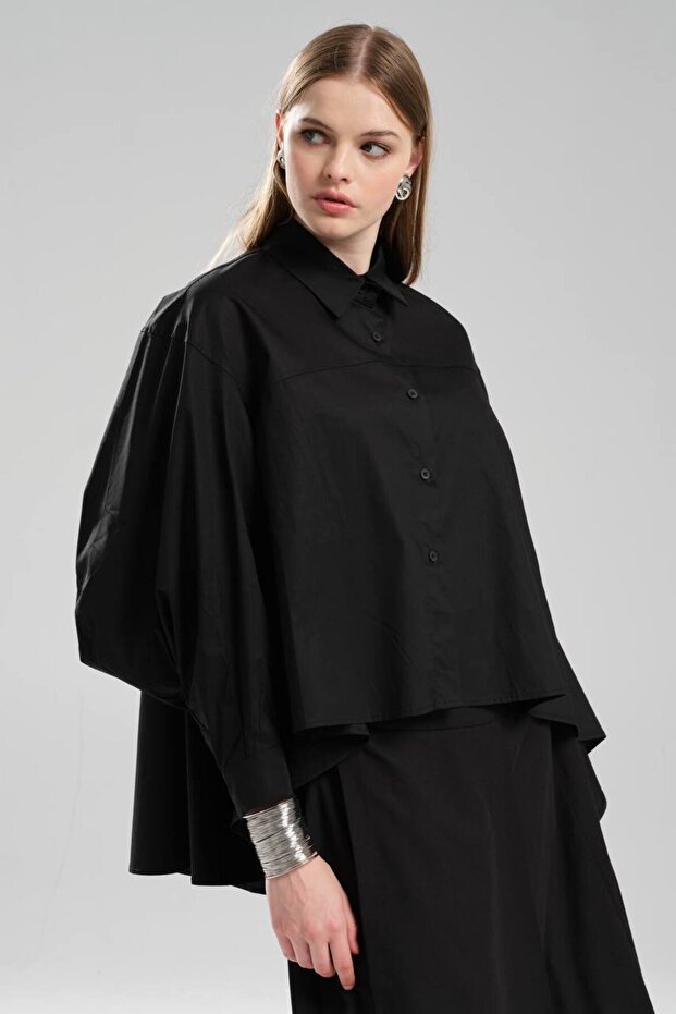 Women's 100% Cotton Oversize Design Shirt with Short Front and Long Back