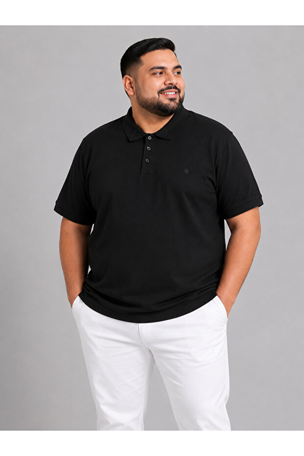 Men's Large Size Polo Neck Lycra Pique T-Shirt