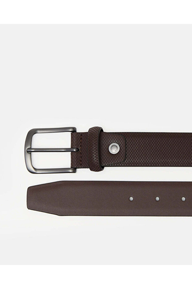 Men Brown Belt With Gunmetal Buckle