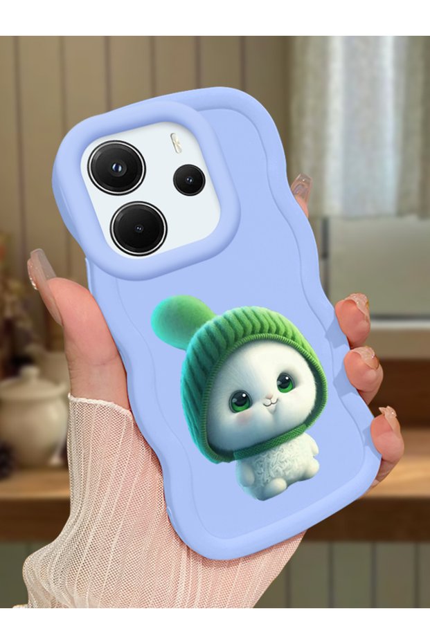 Redmi Note 14 4g Compatible Case Camera Protective Blue Silicone Couple Phone Case Cute Pattern