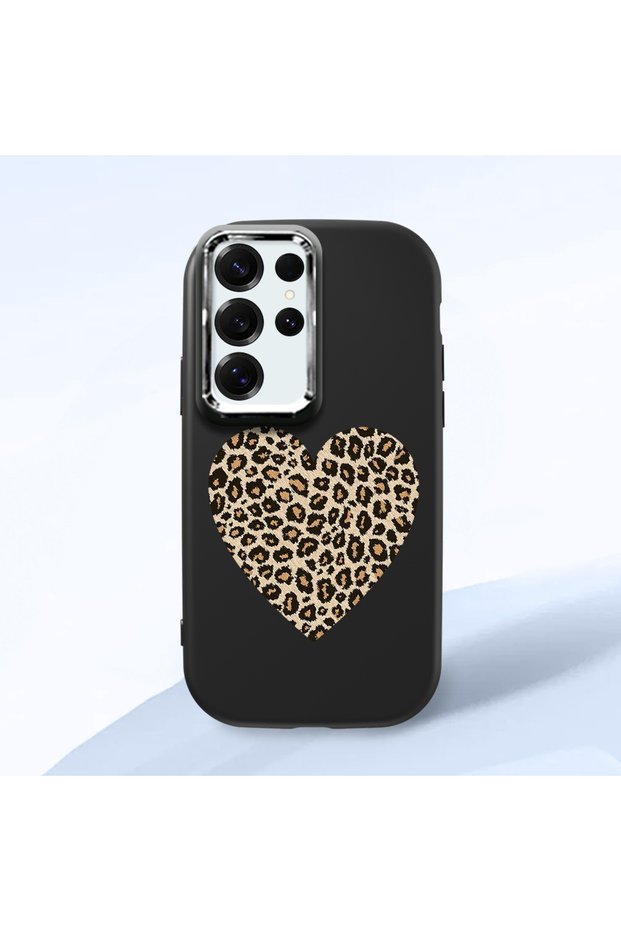 Samsung Galaxy S25 Ultra Compatible Case with Camera Protector Black Silicone Couple Phone Case with Heart Pattern