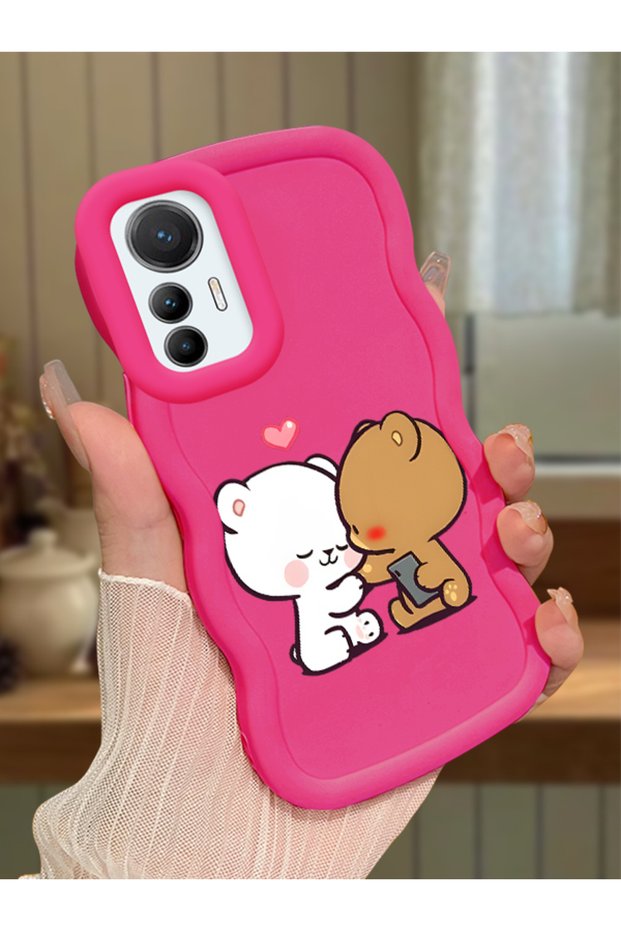 Mi 12 Lite Compatible Case Camera Protector Red Silicone Couple Phone Case Cute Pattern