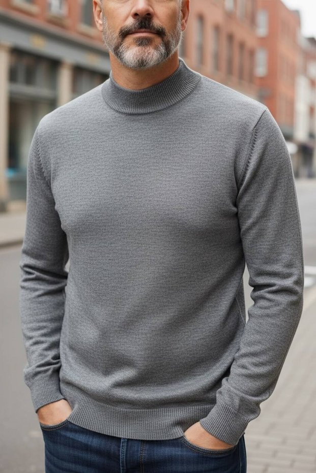 Men's Non-Pilling Half-Throat Knitwear Sweater Half Fisherman Knitwear Sweater