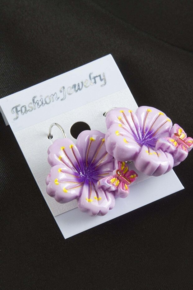 Flower Butterfly Plastic Clip Earrings