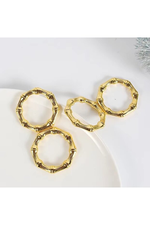 4pcs gold 4 Pcs Gold Silver Napkin Holder Table Bamboo Napkin Ring Kitchen Party Supplies Banquet D