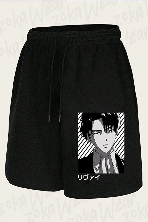 شورت مطبوع بتصميم AOT Levi Ackerman Anime 5 للجنسين