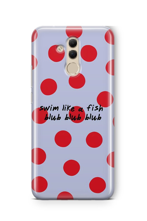 Huawei Mate 20 Lite Compatible Red Polka Dot Pattern Transparent Phone Case