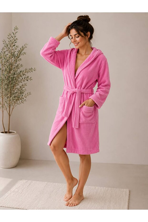 Talu Unisex Hooded Bathrobe, 100% Cotton, Durable, Quick Drying, Soft Comfort