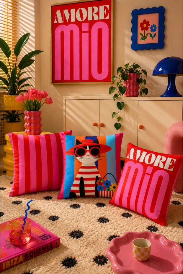 Colorful Double-Sided Printed 3-Piece Throw Pillow Cover Set | 43X43 cm |