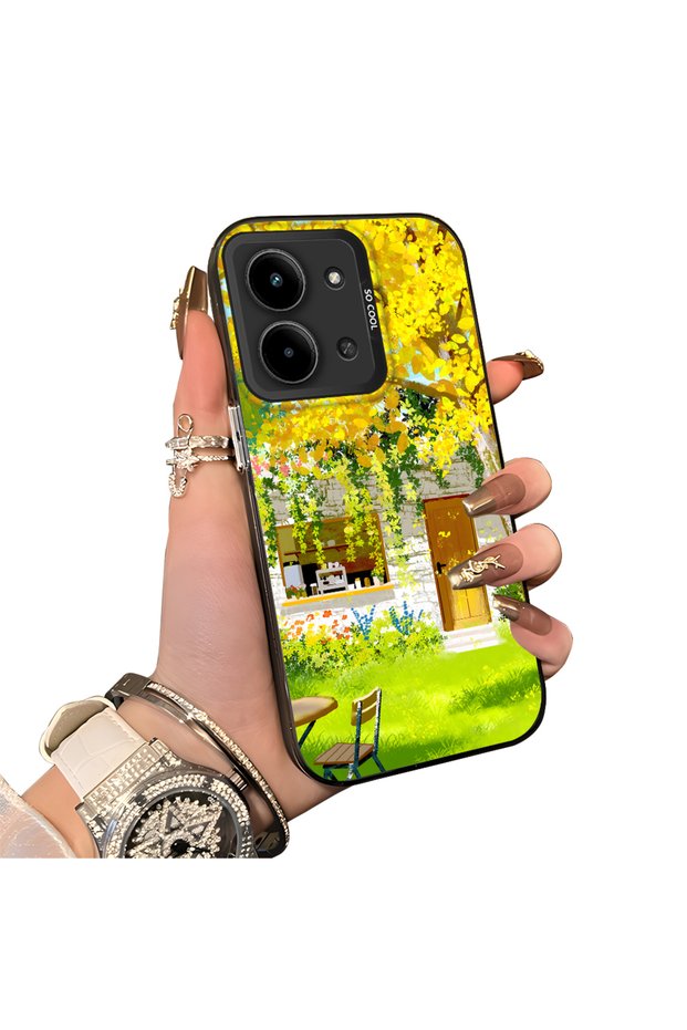 Redmi 15C 5g Compatible Silicone Edge Hard Back Case Couple Phone Case Landscape Pattern