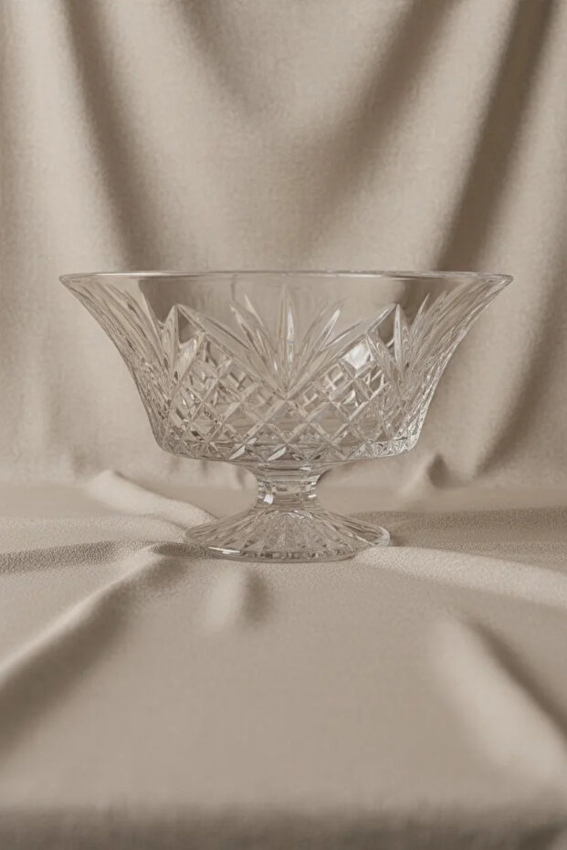 Lotus 246 mm Footed Glass Bowl – Fruit Bowl, Salad and Presentation Bowl 4 L
