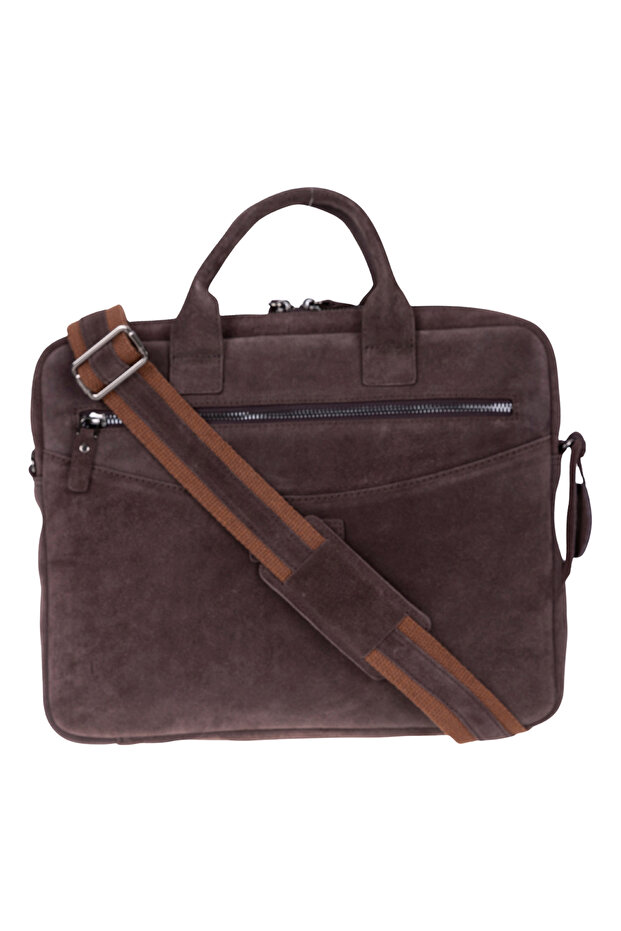Mocha Still Genuine Suede Leather 13-14 Inch Macbook/Laptop Bag