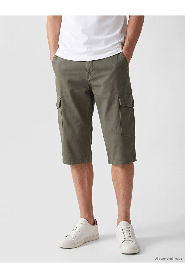 Nevavm Regular Fit Men's Cargo Jean Shorts with Difference