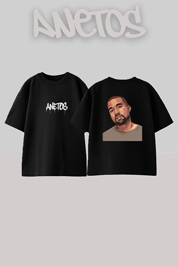 Kanye West_68 Design Printed Unisex Oversize Black Tshirt