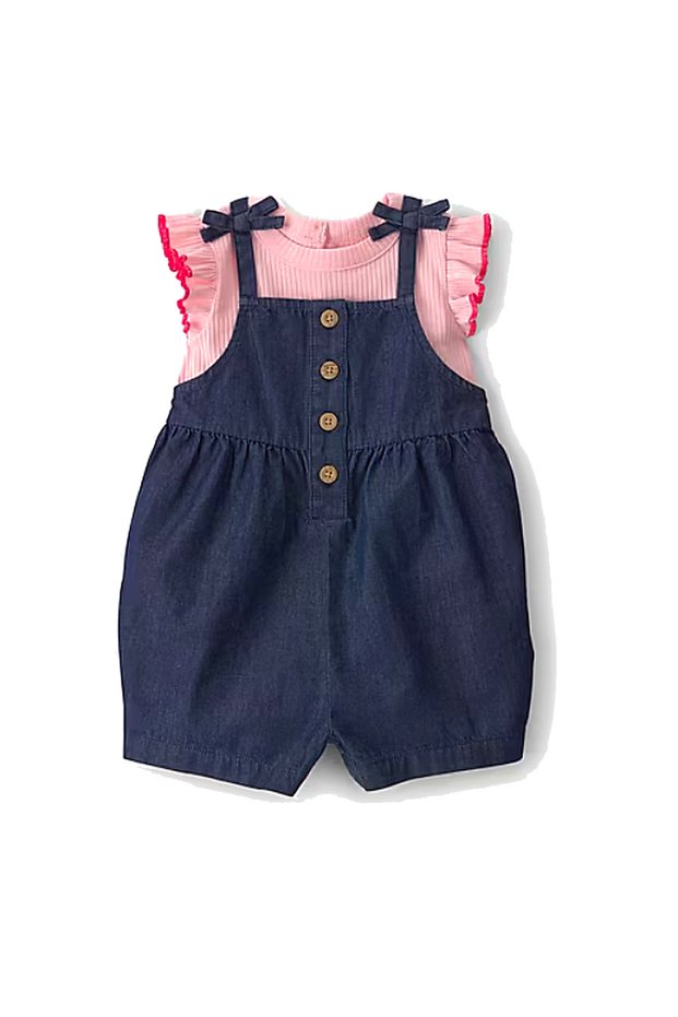Carter's Baby Girl 2-Piece Summer Romper Set with Ribbon Detail