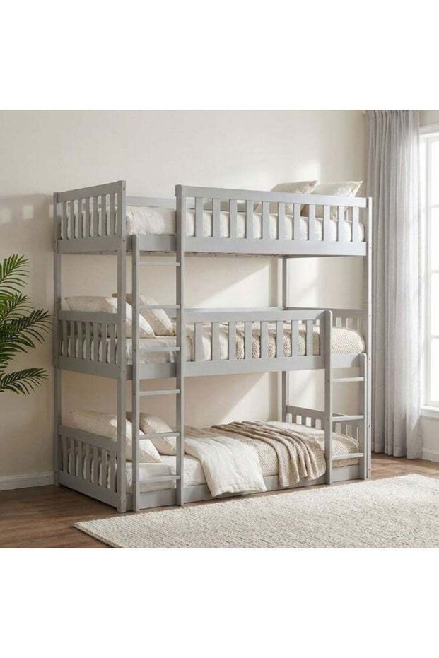 Derby Climber 90x200 Triple Bunk Bed | Modern Design Wooden Single Bed Frame Furniture