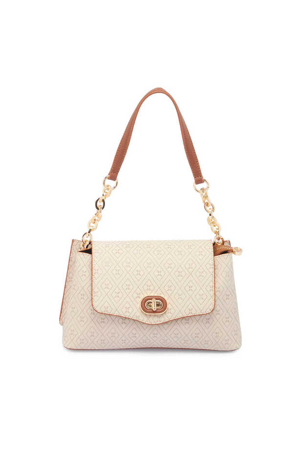 Beige Print Women's Shoulder Bag - S26Y1Pr09163-E52