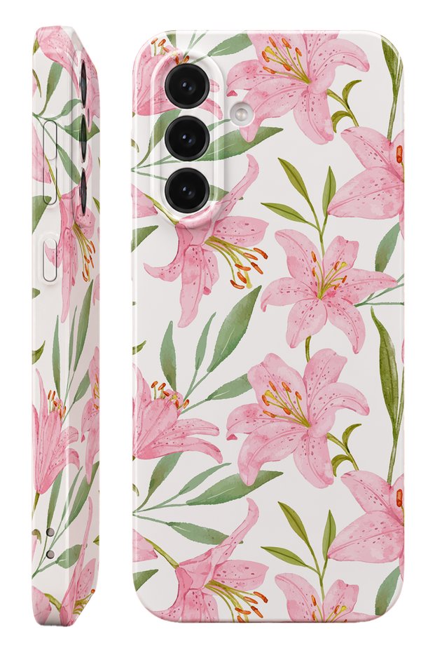 Samsung A35 Pink Flower Protect Slim Glossy Full Covering Print Camera Protected Phone Case