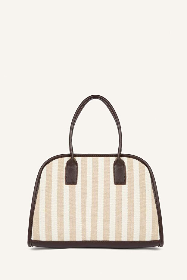 Women's Canvas Cream Color Shoulder Bag H6916Axns