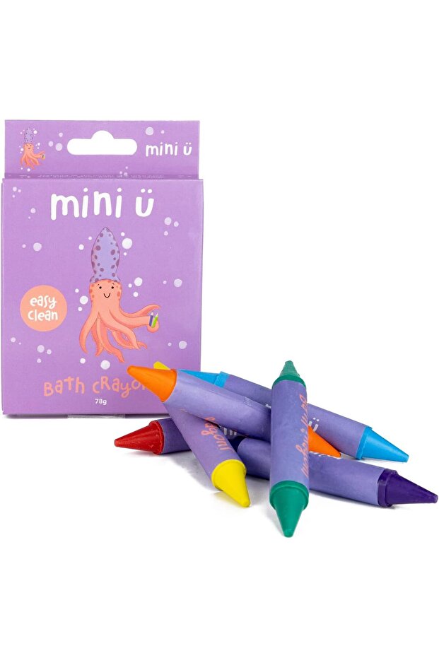Mini U Bath Crayons for Kids - 6 Pack - Vegan, Non-Toxic, Easy Washable & Wipeable, Fun & Educational Toy for Ages 3+ - Plastic Free & Mess Free - Encourage Creativity & Imagination