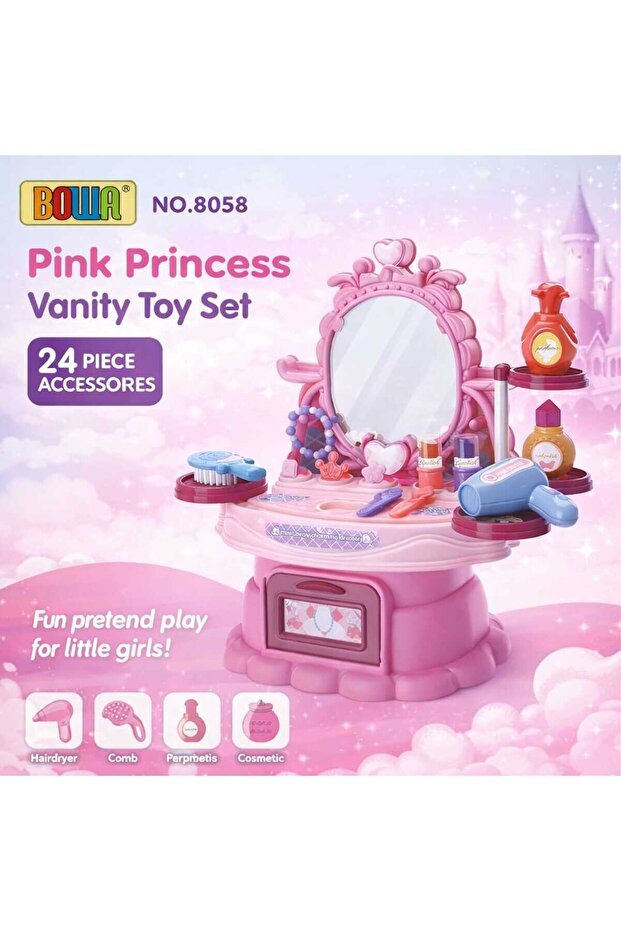 Mini Lovely Vanity Playset with Lights Sounds & 24 Accessories