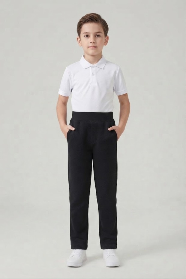 School Trousers Elastic Ribbed Waist Canvas Children's Trousers