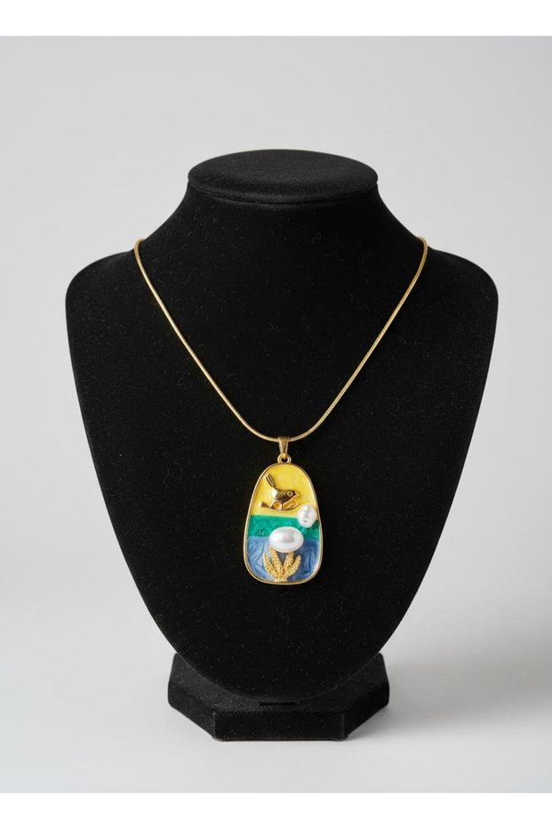 Artsy / Museum Series Italian Snake Chain Enamel Bird Necklace Birthday Friend Special Day Design 45cm