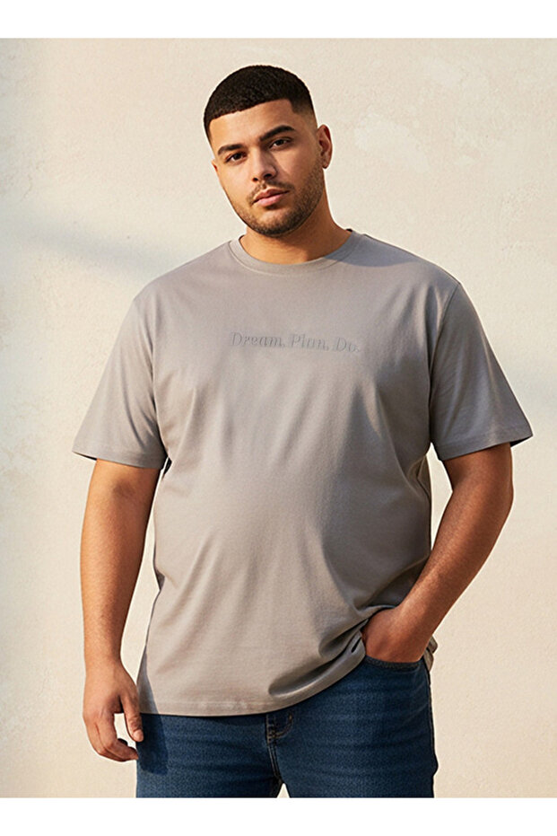 Plus Crew Neck Short Sleeves Slogan Print T-shirt