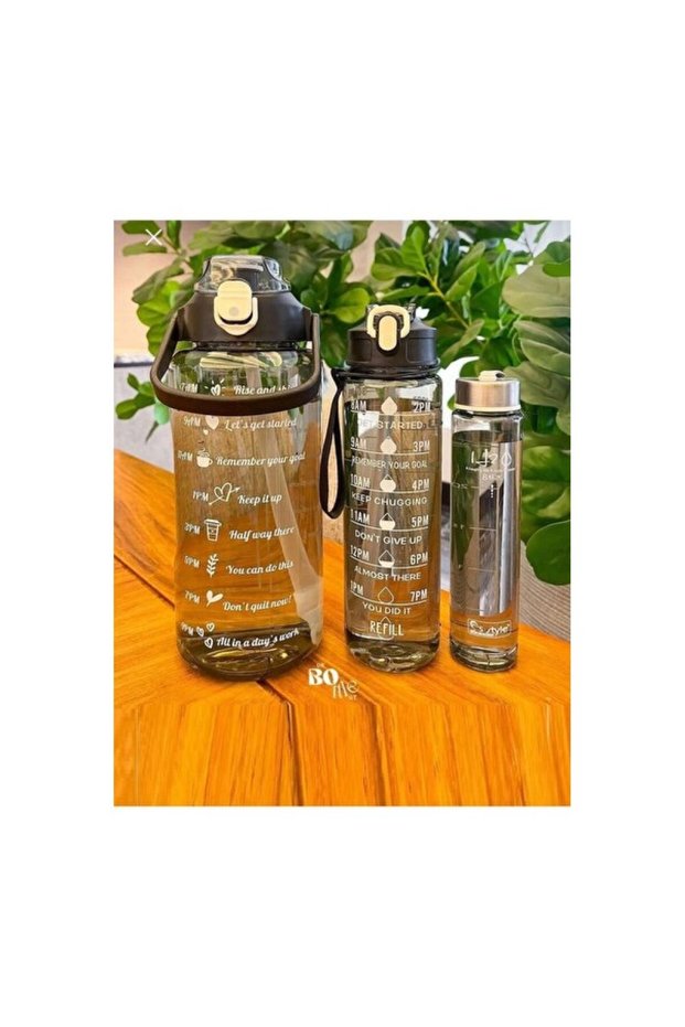 3-Piece Transparent Sports Water Bottle Set, 2L, 900ml and 600ml, Easy to Carry