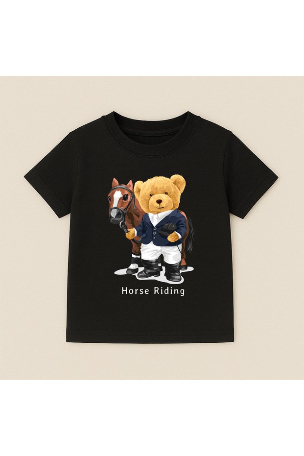 Teddy Bear Printed Crew Neck Cotton Short Sleeve Kids & Youth T-Shirt