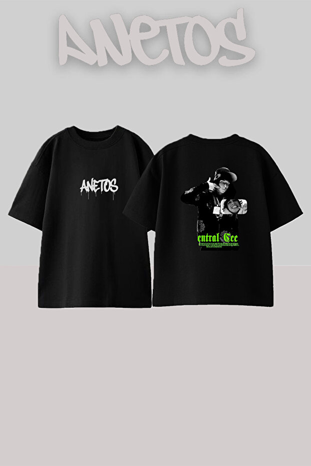 Central Cee_16 Design Printed Unisex Oversize Black Tshirt