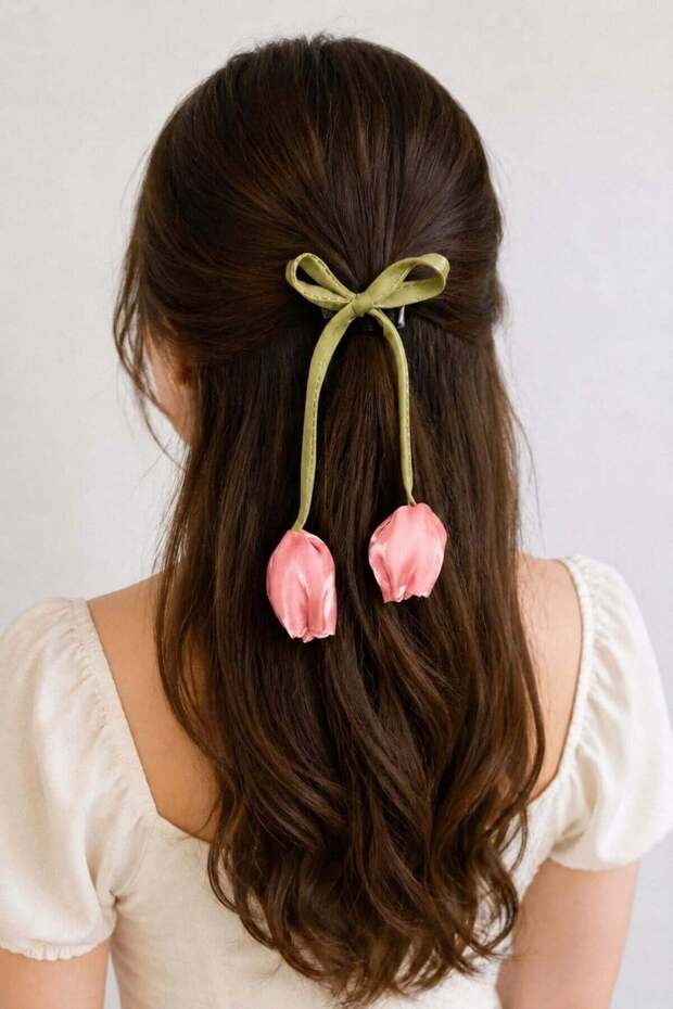 Tulip Design Bow Hair Clip 1 Piece