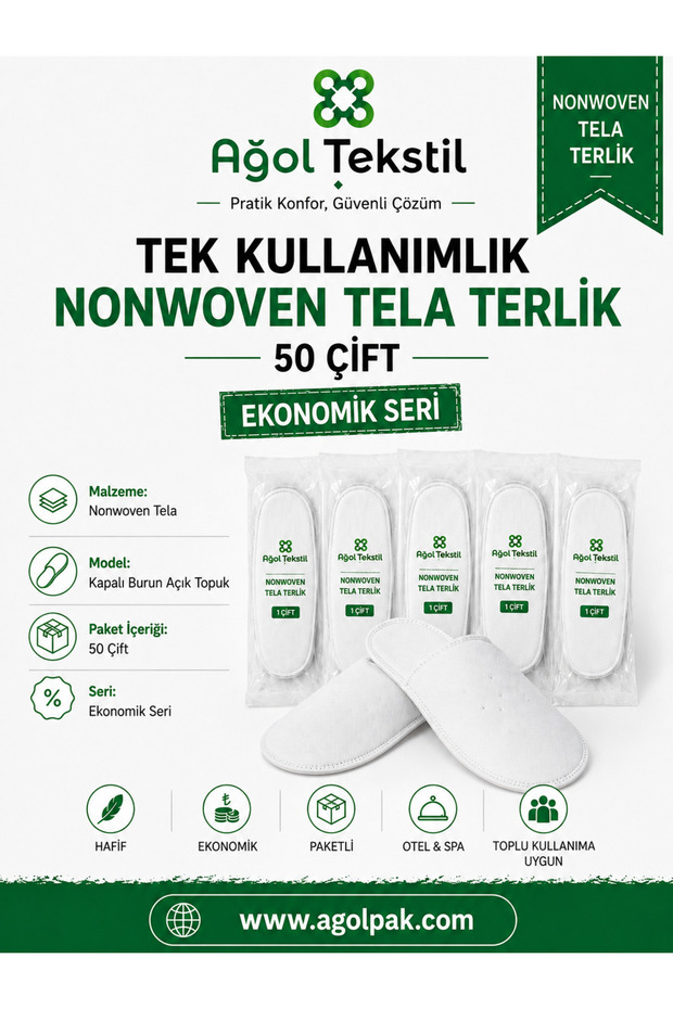 Disposable Nonwoven Insoles Hotel Spa Guest Slippers 50 Pairs White