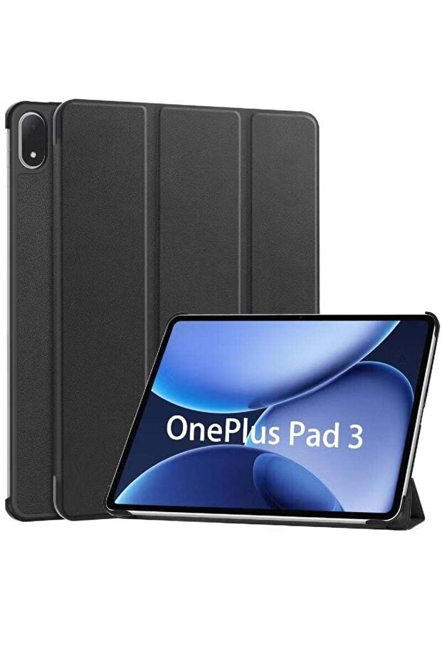 Case for OnePlus Pad 3, Ultra Slim Lightweight Folding Smart Cover PU Protective Case (Auto Sleep/Wake), Black