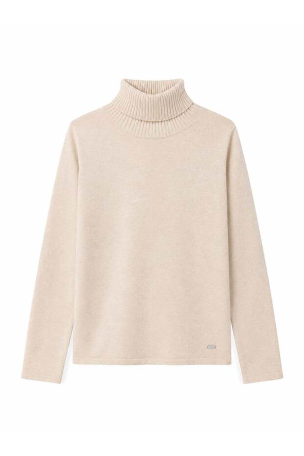 Girl's Turtleneck Long Sleeve Basic Knitwear Top 8-18 Years Old Cream
