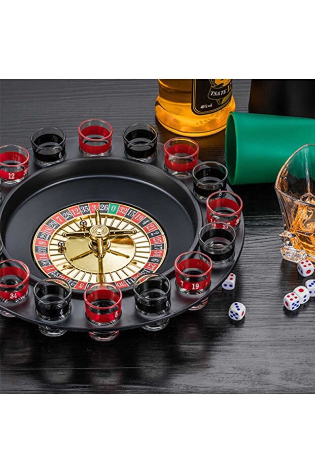 Rami̇a-Premi̇um Shot Roulette Game Set with Shot Glasses - Shot Roulette Set -Tg.Ty