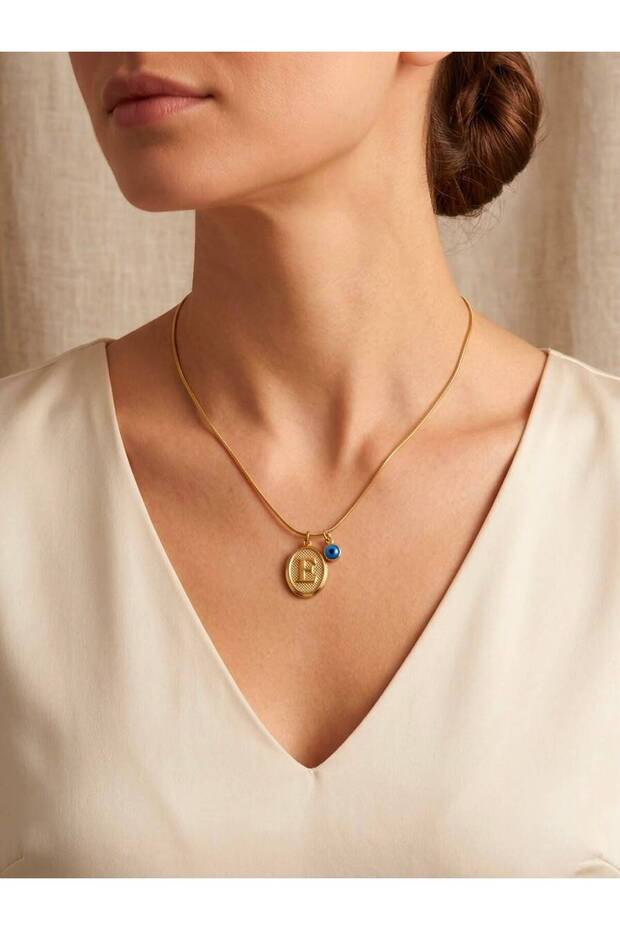 Letter E Steel Necklace